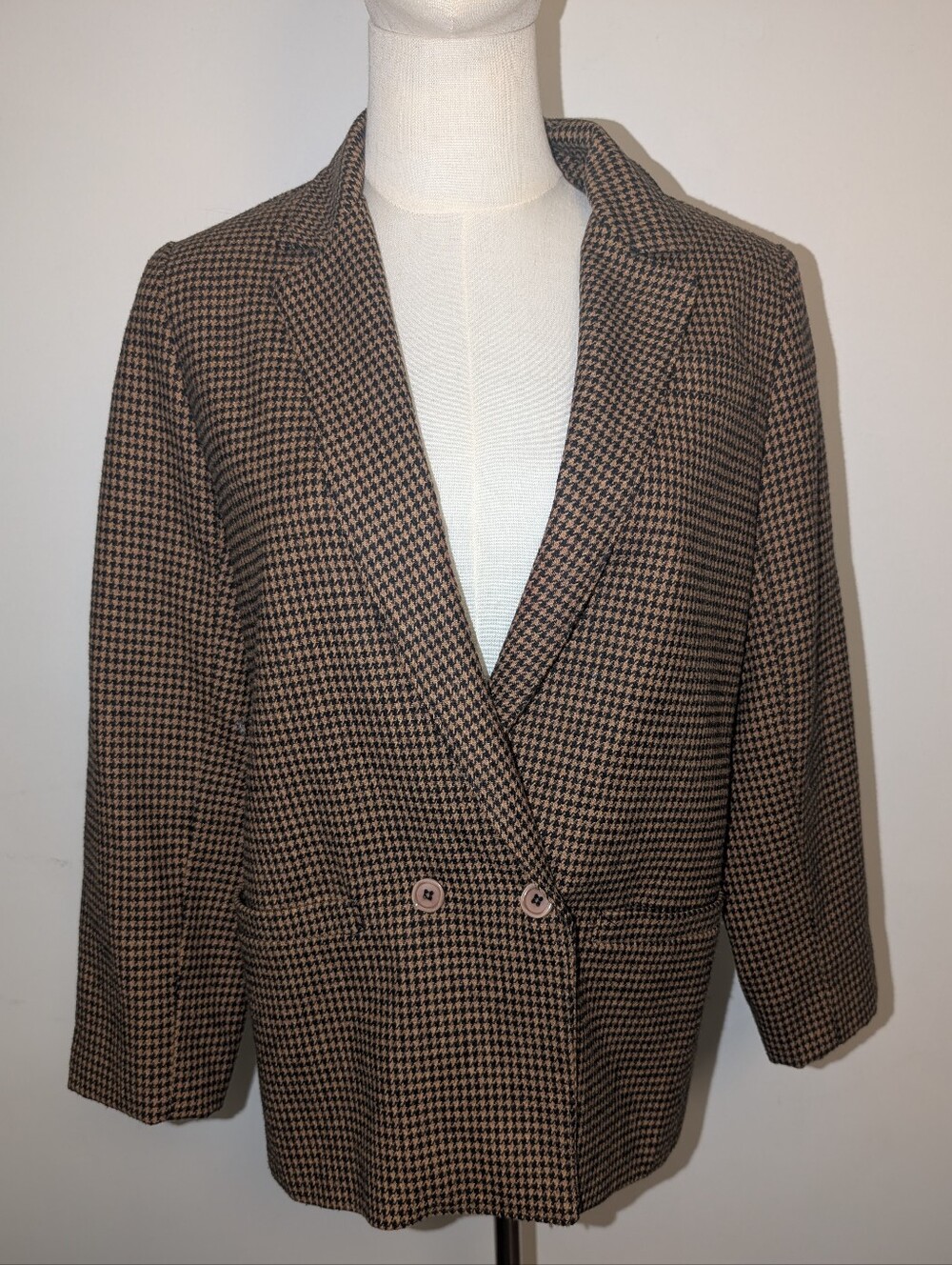 Vintage Brown & Black Houndstooth Blazer